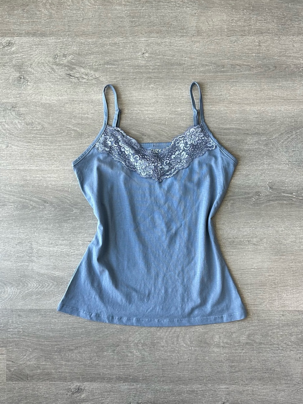Suzy Blue Lace-Trim Cami Tank Top